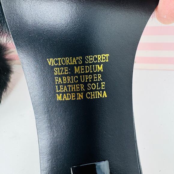 Victoria's Secret Mule Wiangora Shoes Womens Medium Black Faux Fur Heels Kitten - Picture 7 of 9